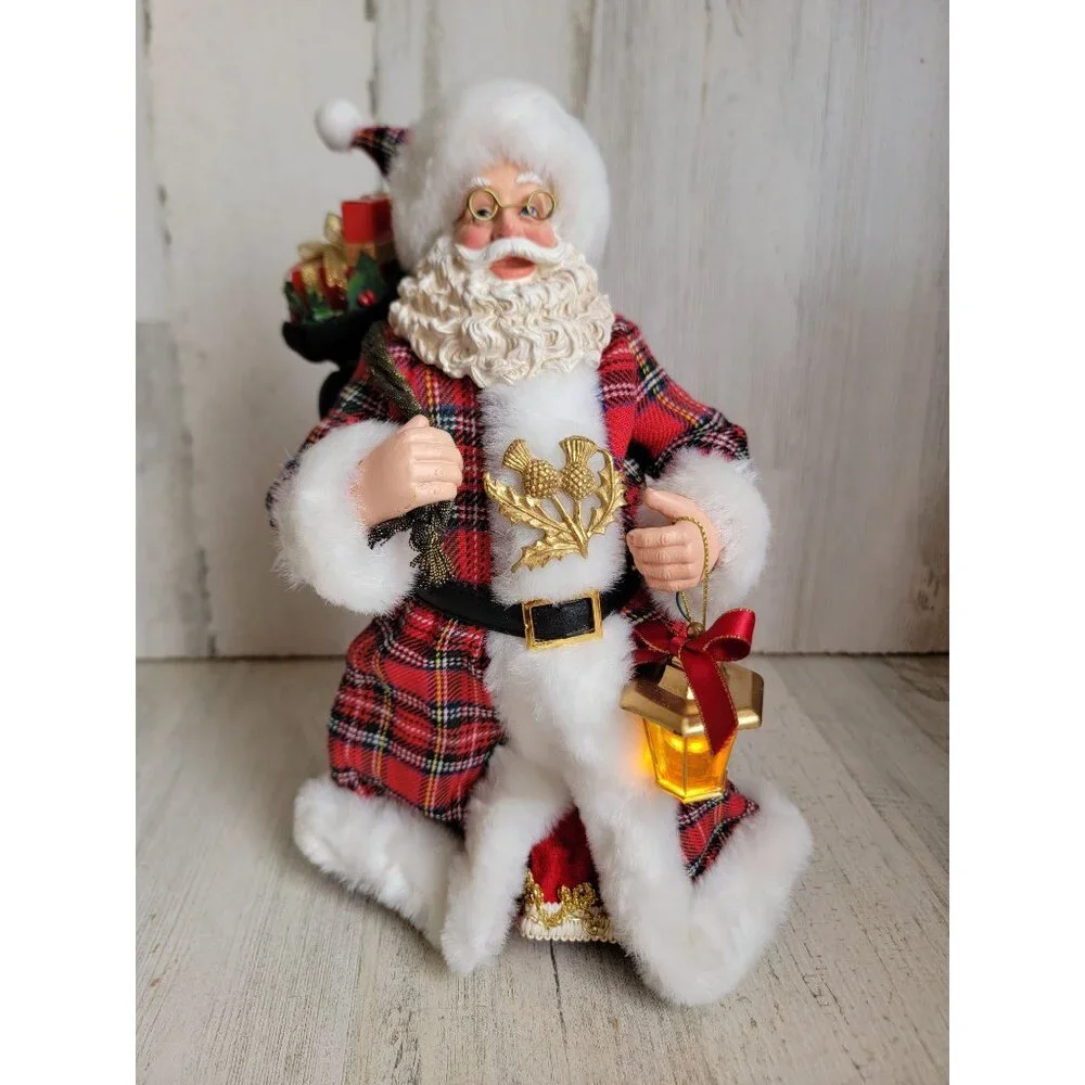 Possible dreams plaid tidings RARE clothtique lantern Santa Claus toy sack‎ Xmas